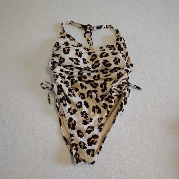 Kona Sol Women's Animal Print Leopard Swimsuit One Piece Swimwear Size Medium - Picture 1 of 6
